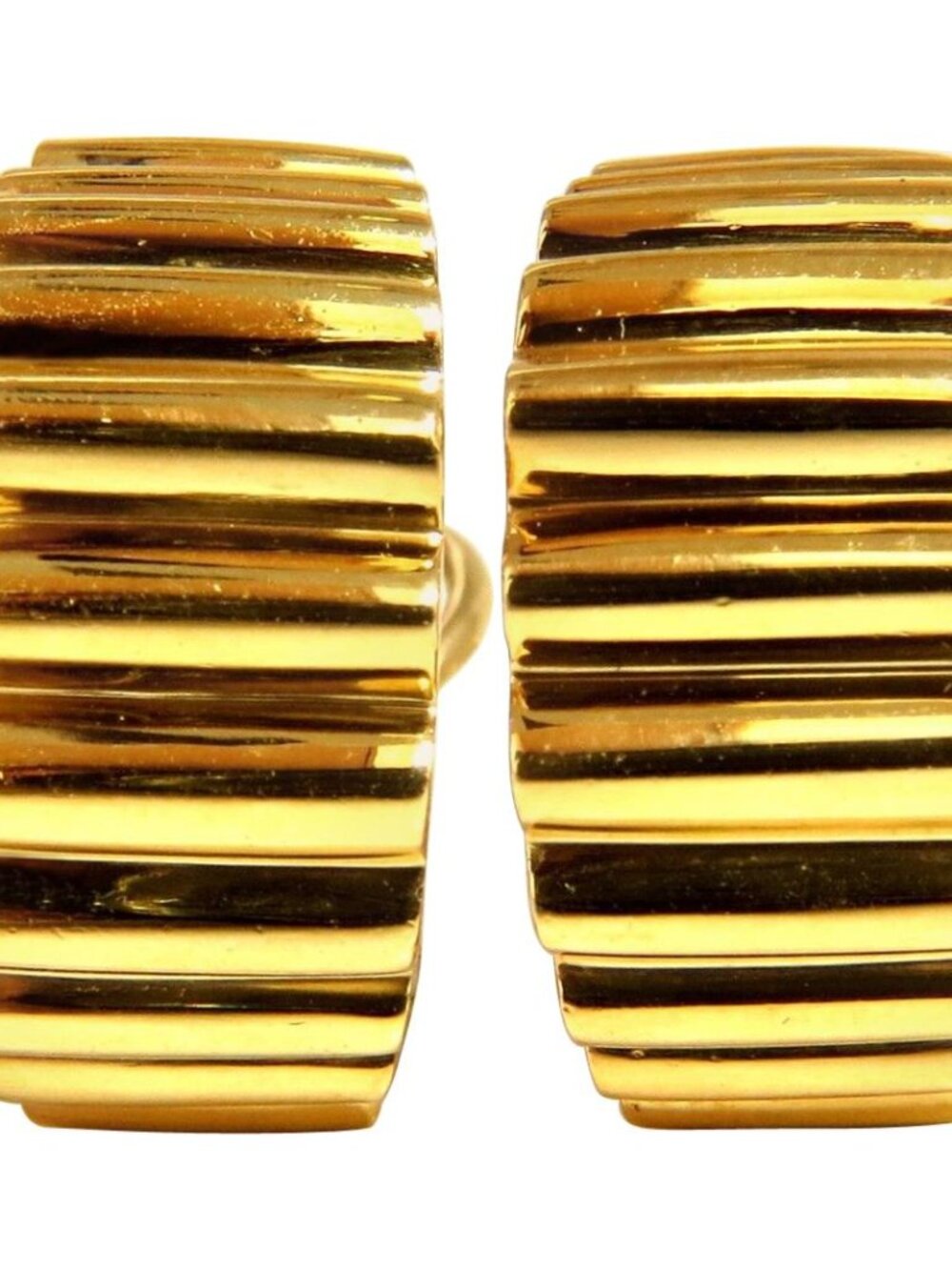 18kt 3D Regency Deco Grill Form Earrings Omega*